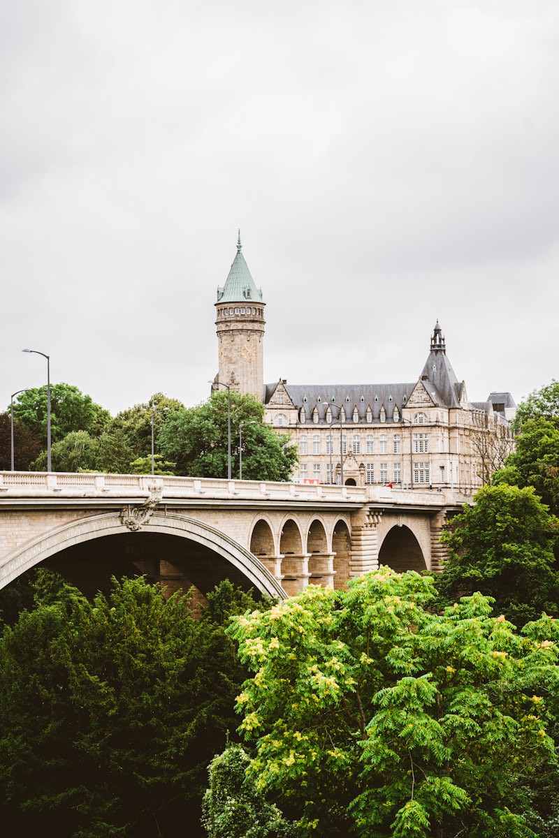 Luxembourg-Ville avec le Pont Adolphe et architecture historique, siège de l’entreprise RDK Albania basée au Luxembourg.